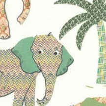 Elephants and Palm Trees Print Italian Paper ~ Tassotti